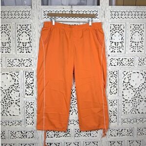 READ Nike Low Rise Orange Workout Cropped Jogger Pants Sz Womens Large